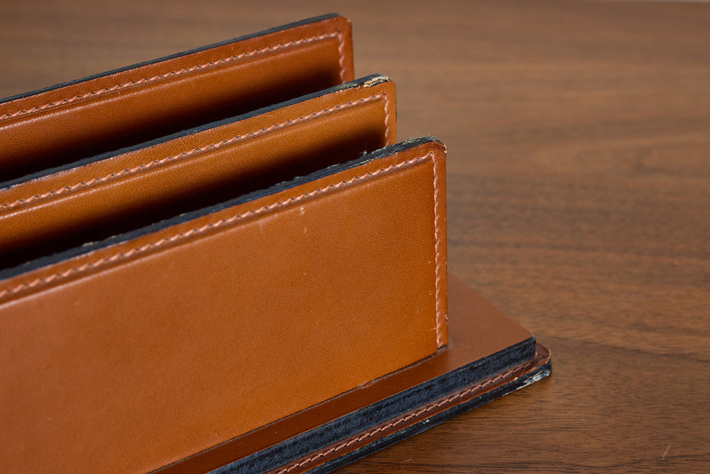 French Leather Desk Organizer by Le Tanneur