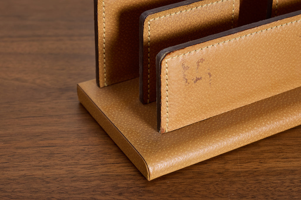 French Leather Desk Organizer by Le Tanneur