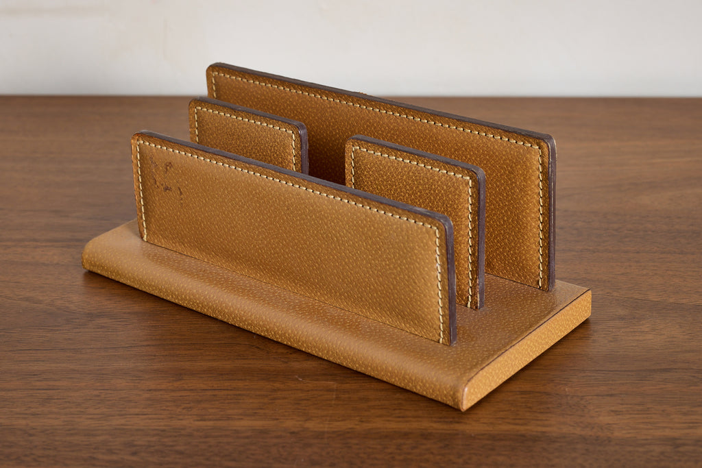 French Leather Desk Organizer by Le Tanneur