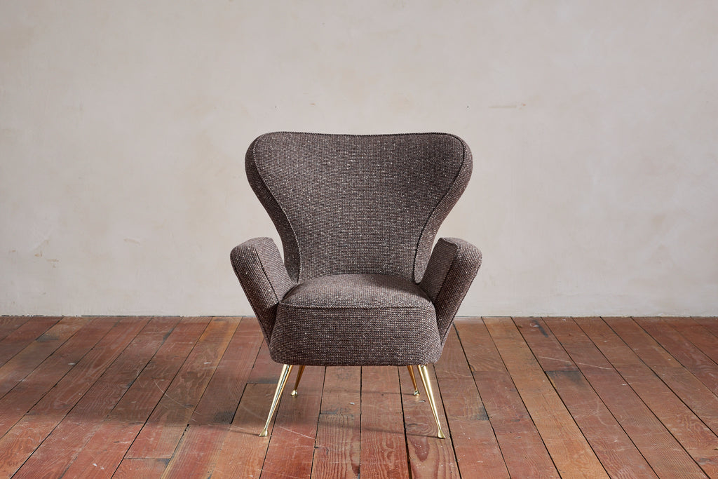 Italian Wingback Chairs with Footstools
