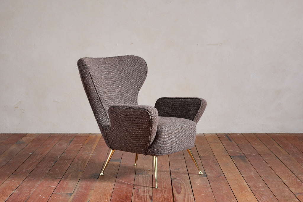 Italian Wingback Chairs with Footstools