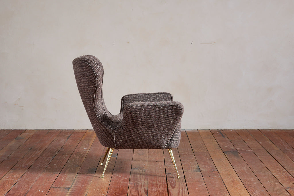 Italian Wingback Chairs with Footstools