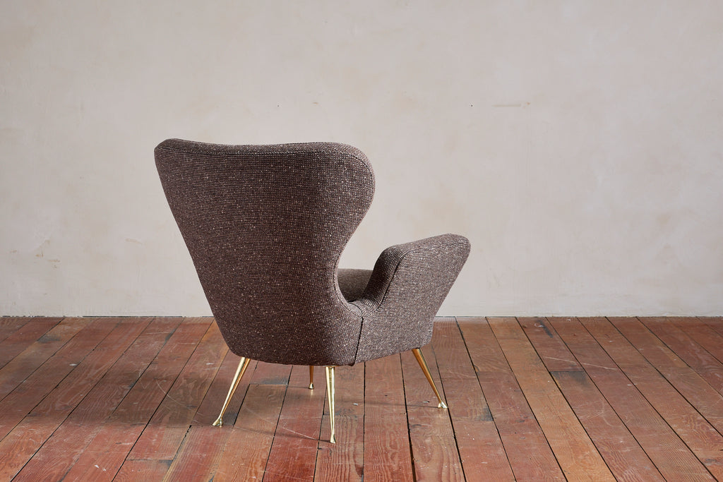 Italian Wingback Chairs with Footstools