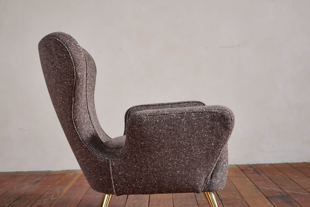 Italian Wingback Chairs with Footstools