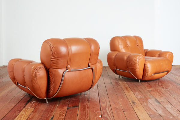 Massive pair of 1970's Italian Club Chairs