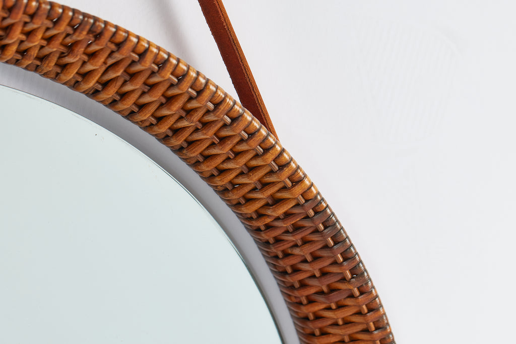 Italian Round Wicker Mirror