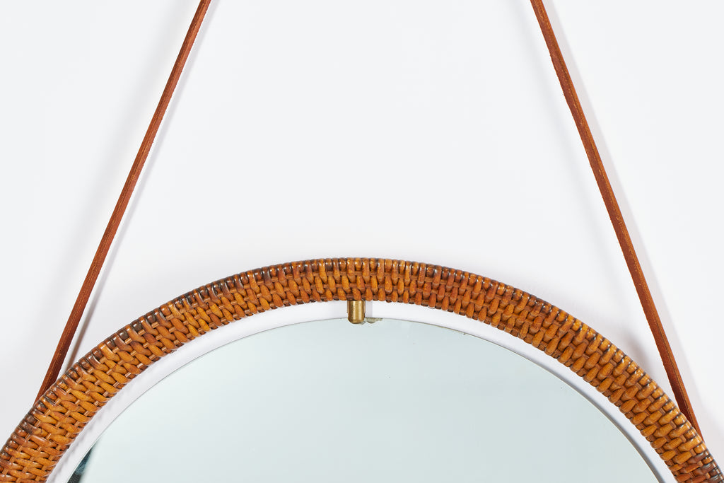 Italian Round Wicker Mirror
