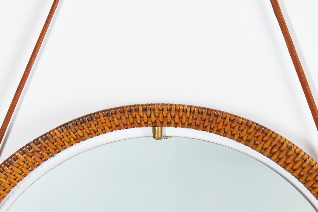 Italian Round Wicker Mirror