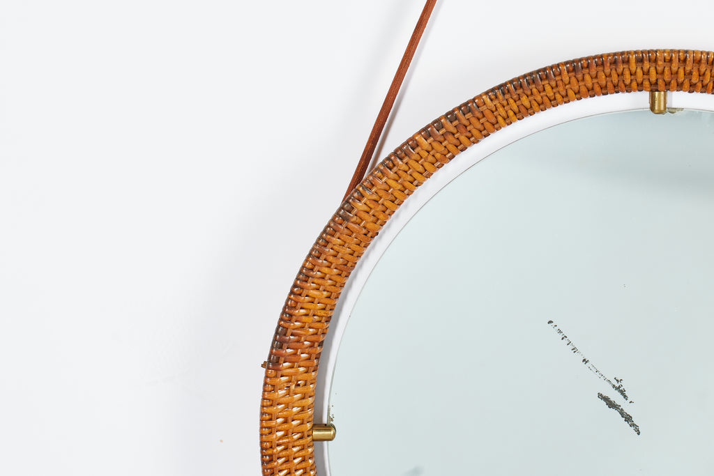 Italian Round Wicker Mirror