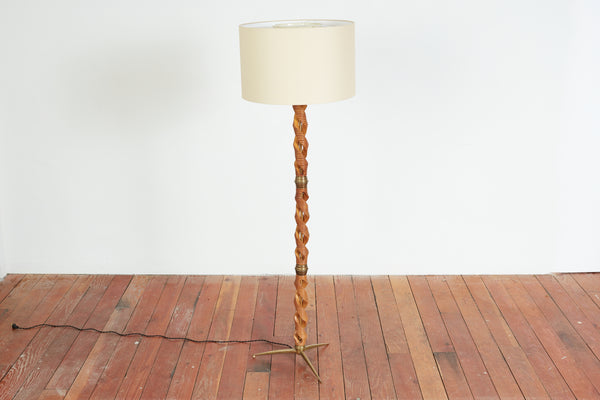 1940's Italian Spiral Wood Floor lamp