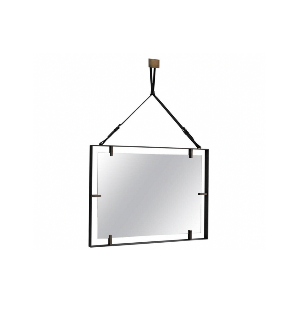 Emmerson Rectangular Metal and Leather Mirror