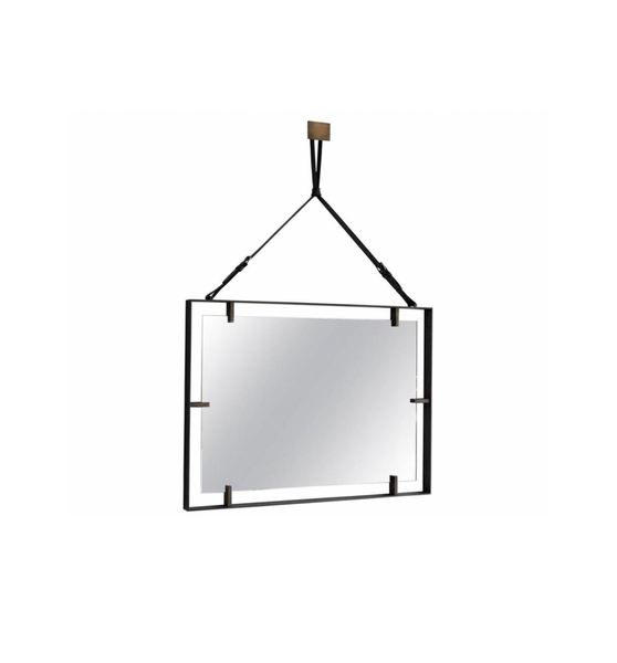 Emmerson Rectangular Metal and Leather Mirror