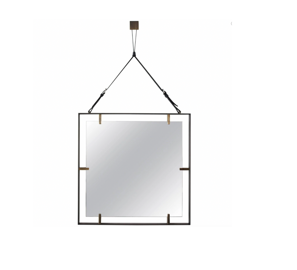 Emmerson Square Metal and Leather Mirror