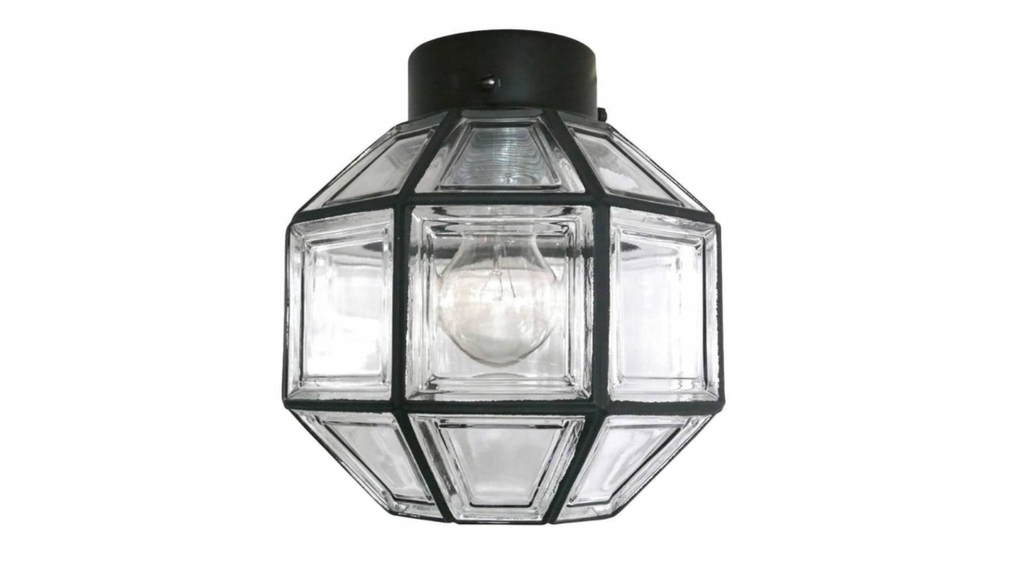 Iron and Glass Octagon Flush Mount