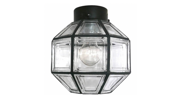 Iron and Glass Octagon Flush Mount