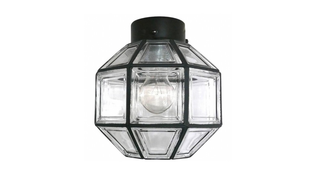 Iron and Glass Octagon Flush Mount