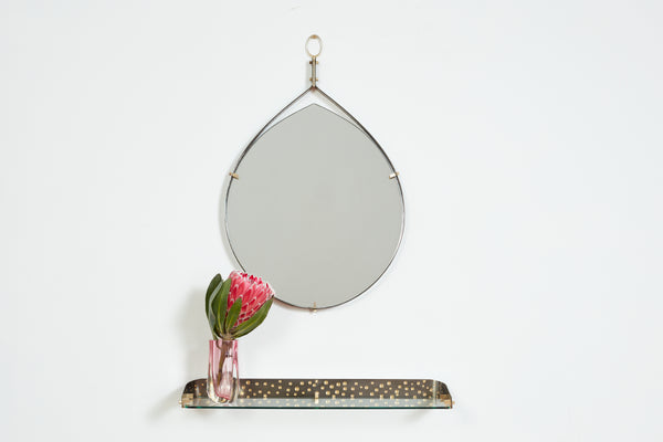 Teardrop Mirror w/shelf by Ambrogio & De Berti