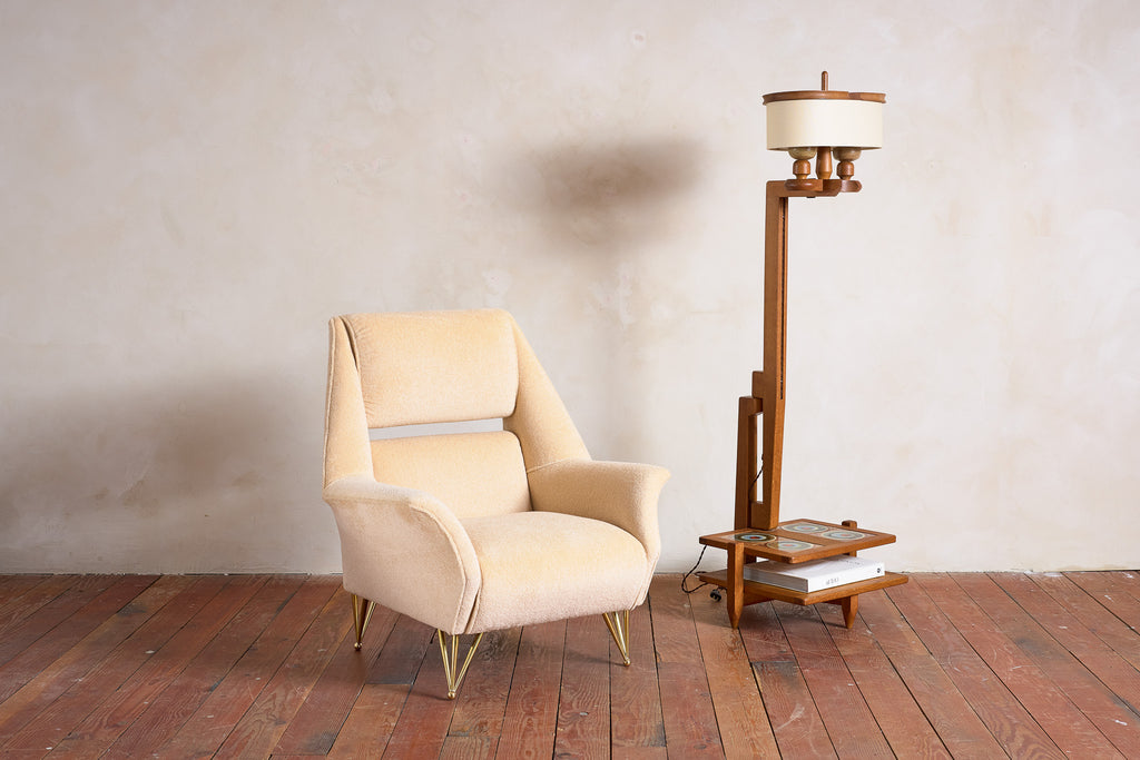 Guillerme et Chambron Floor Lamp with Low Shelf