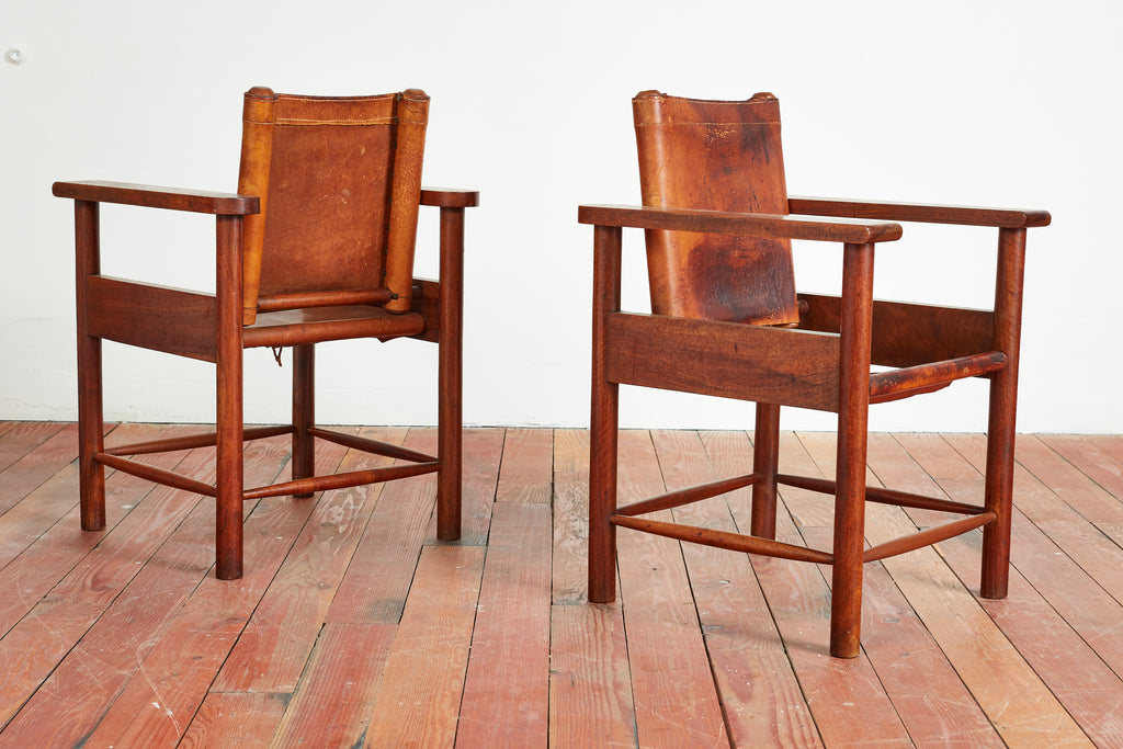 1940s French Leather Chairs