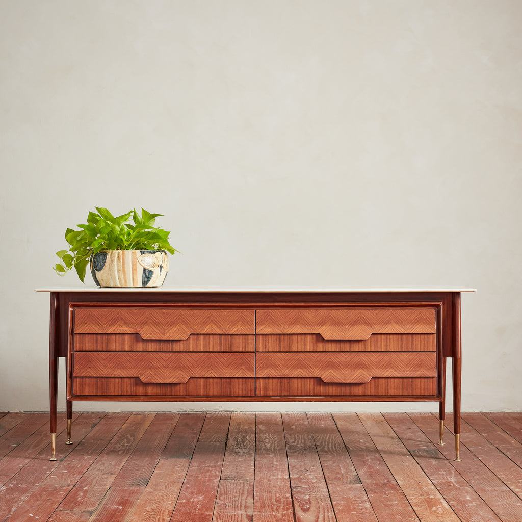 Italian Marble and Rosewood Chest of Drawers