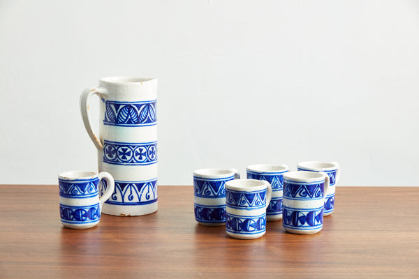 Spanish Ceramic Pitcher and Mug Set