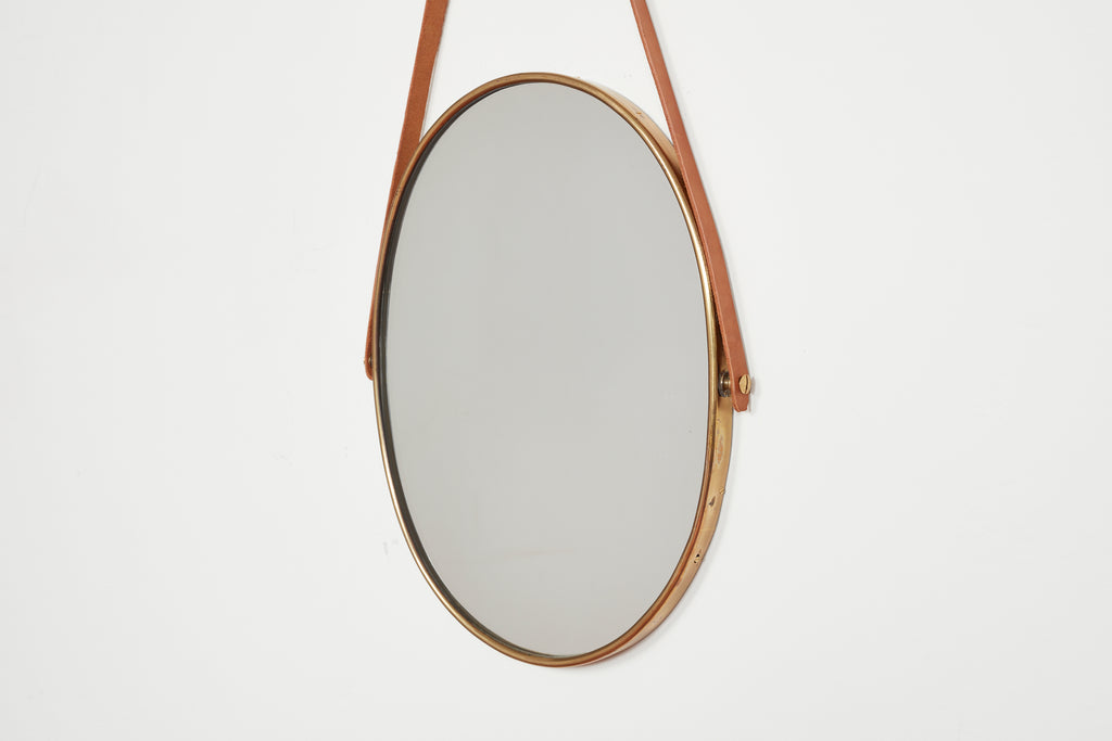Italian Brass & Leather Mirrors