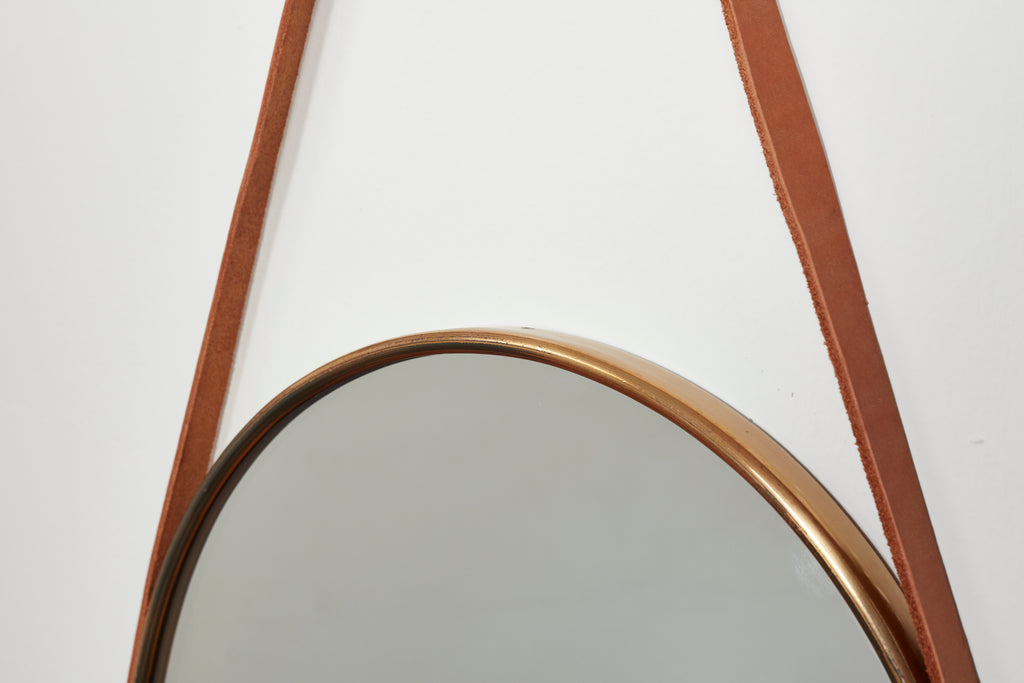 Italian Brass & Leather Mirrors
