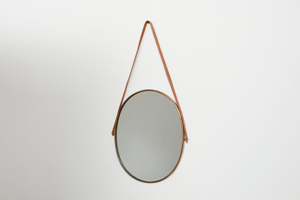 Italian Brass & Leather Mirrors