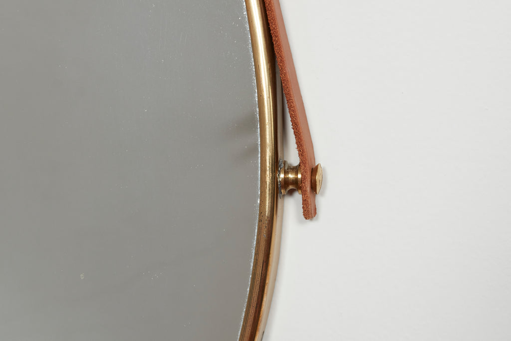 Italian Brass & Leather Mirrors