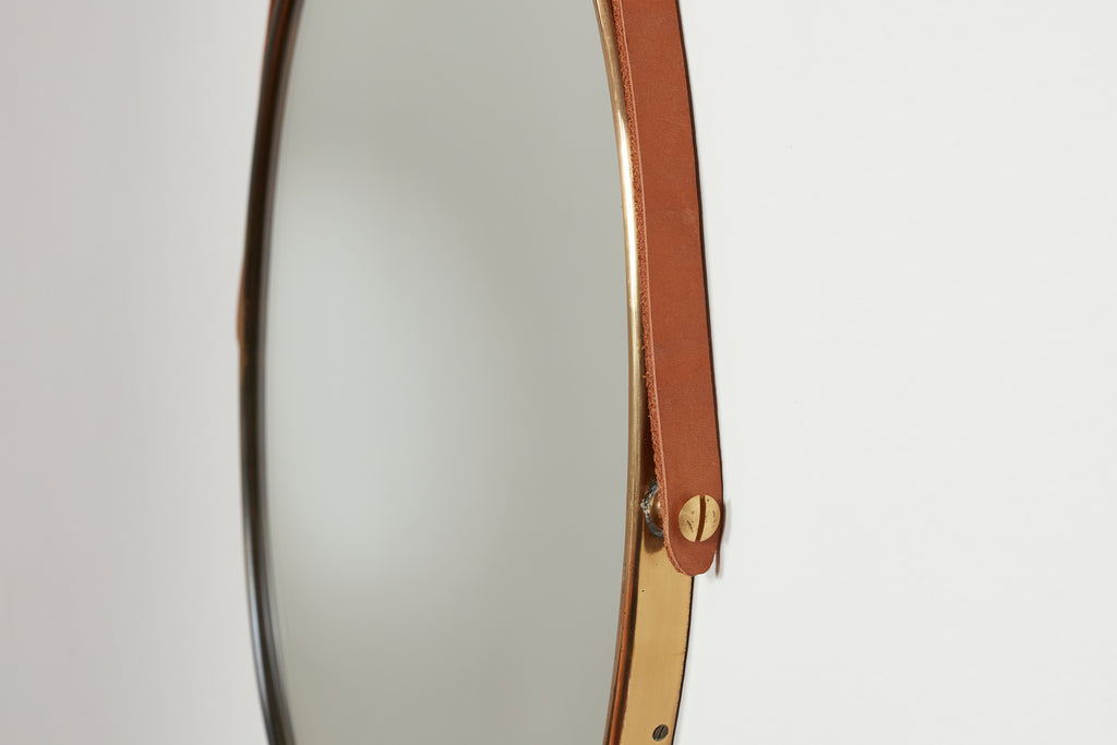 Italian Brass & Leather Mirrors