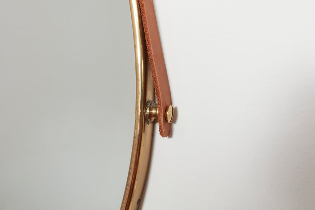 Italian Brass & Leather Mirrors