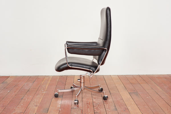 Ico Parisi Office Chair, Black Leather - Orange Furniture Los Angeles