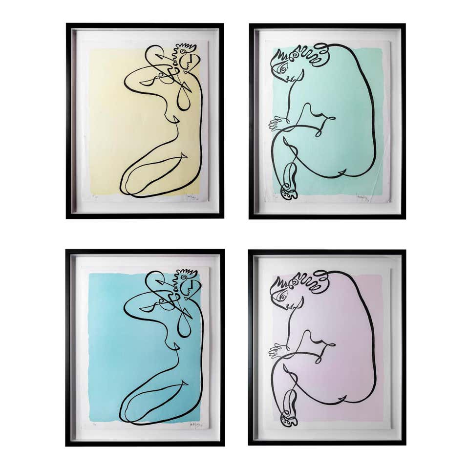 Jean Negulesco Continuous Line Drawings - Yellow