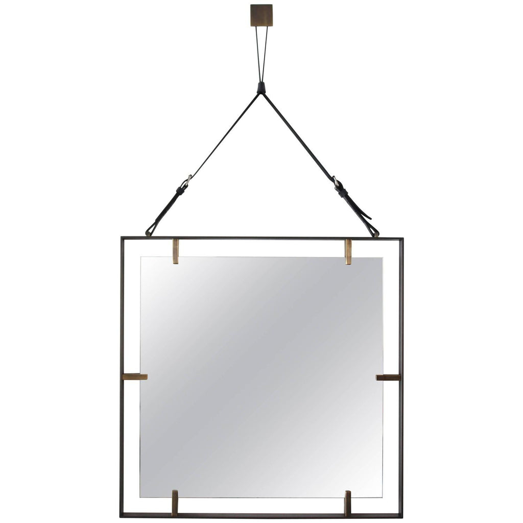 Emmerson Square Metal and Leather Mirror