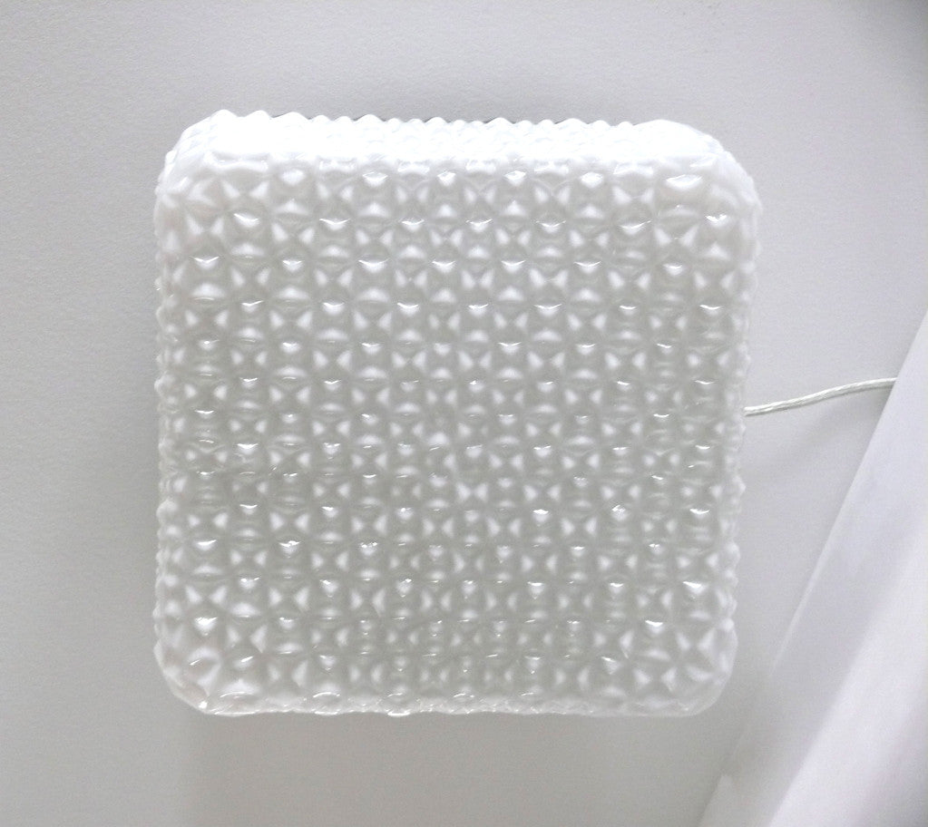 Textured Square Milk Glass Flush Mounts