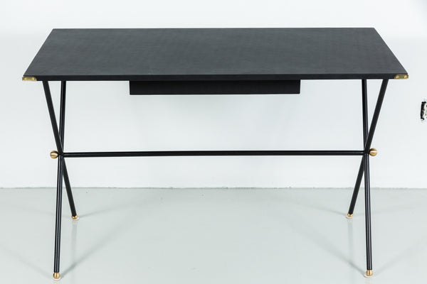 Leather Campaign Desk in the Style of Jacques Adnet