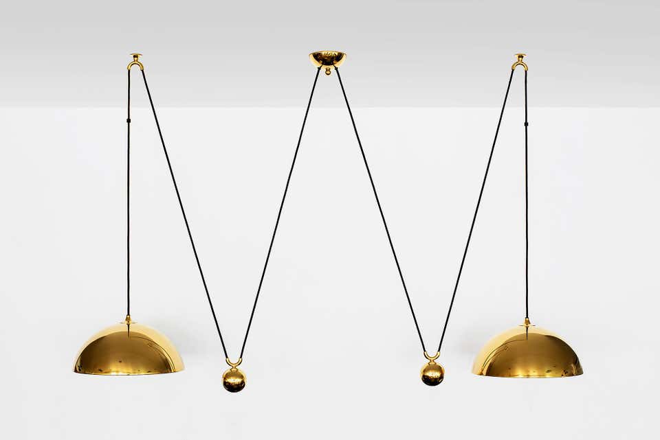 Florian Schulz Attributed Double Dome Counterbalance Pendant