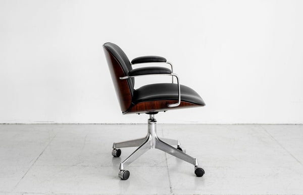 Ico Parisi Office Chair, Black Leather