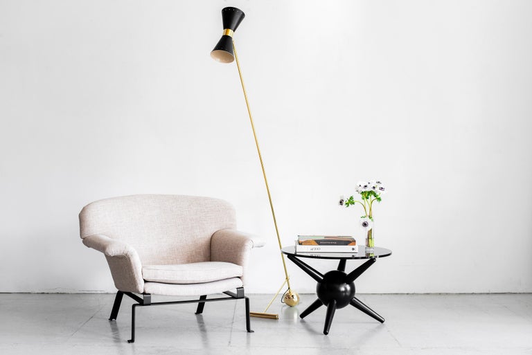 Italian Floor Lamp with Black Metal Shade