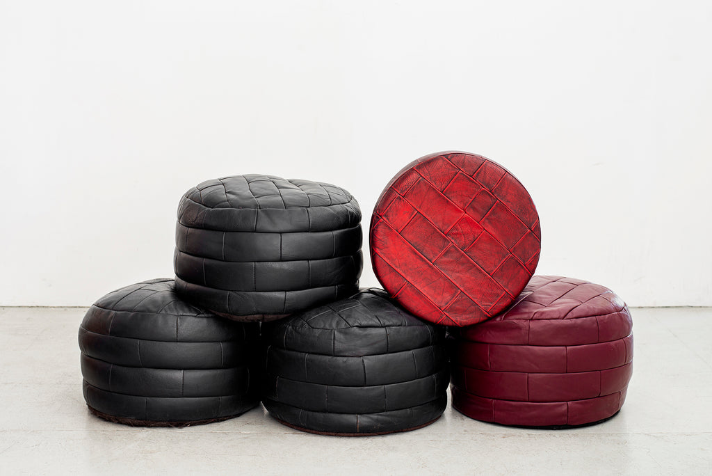De Sede Leather Pyramid Patchwork Ottomans