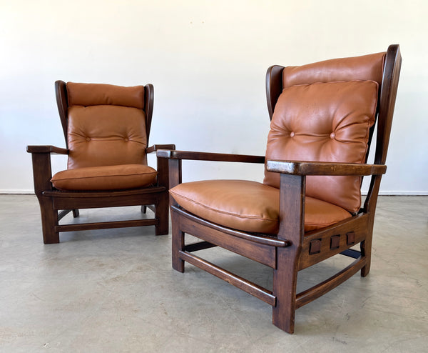 Swedish Leather Wingback Chairs