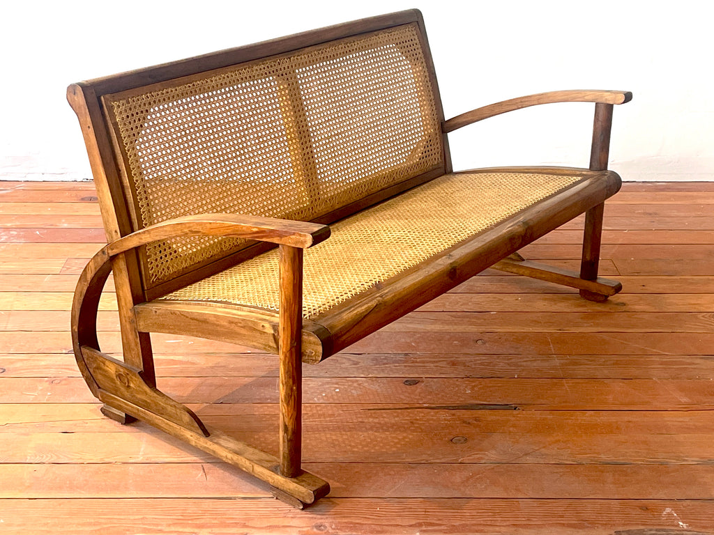 1940s French Caned Bench
