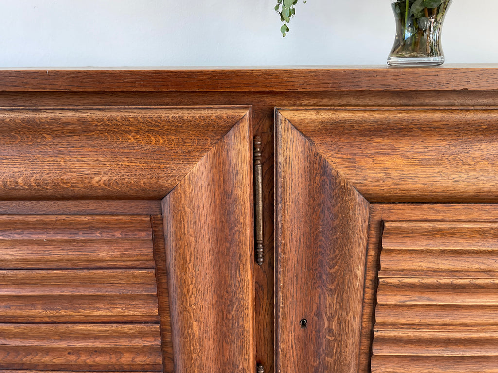 1940's Ribbed Oak Cabinet