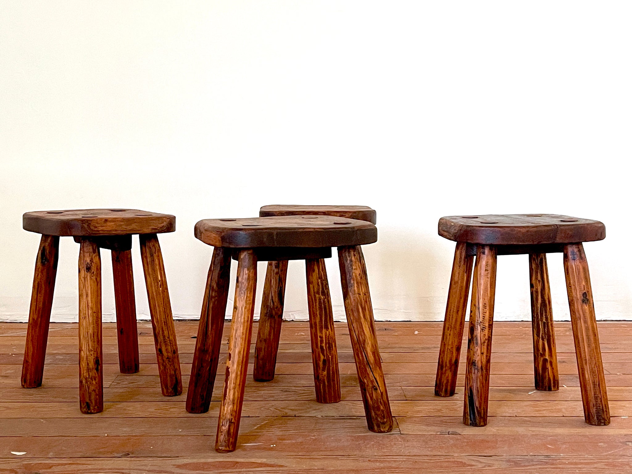 French Massive Wood Stools - Orange Furniture Los Angeles