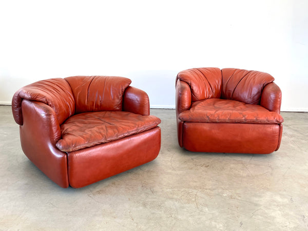 Pair of Leather Saporiti Armchairs