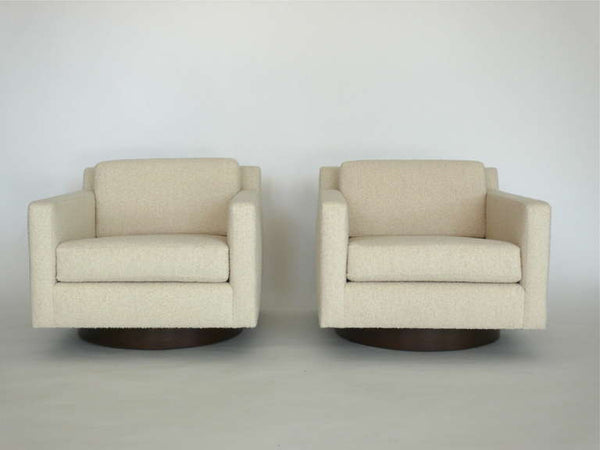 Pair of Milo Baughman Style Swivel Chairs