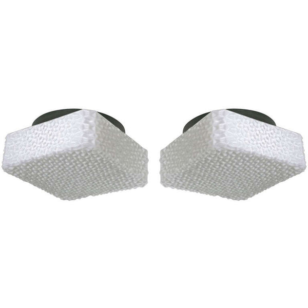 Textured Square Milk Glass Flush Mounts