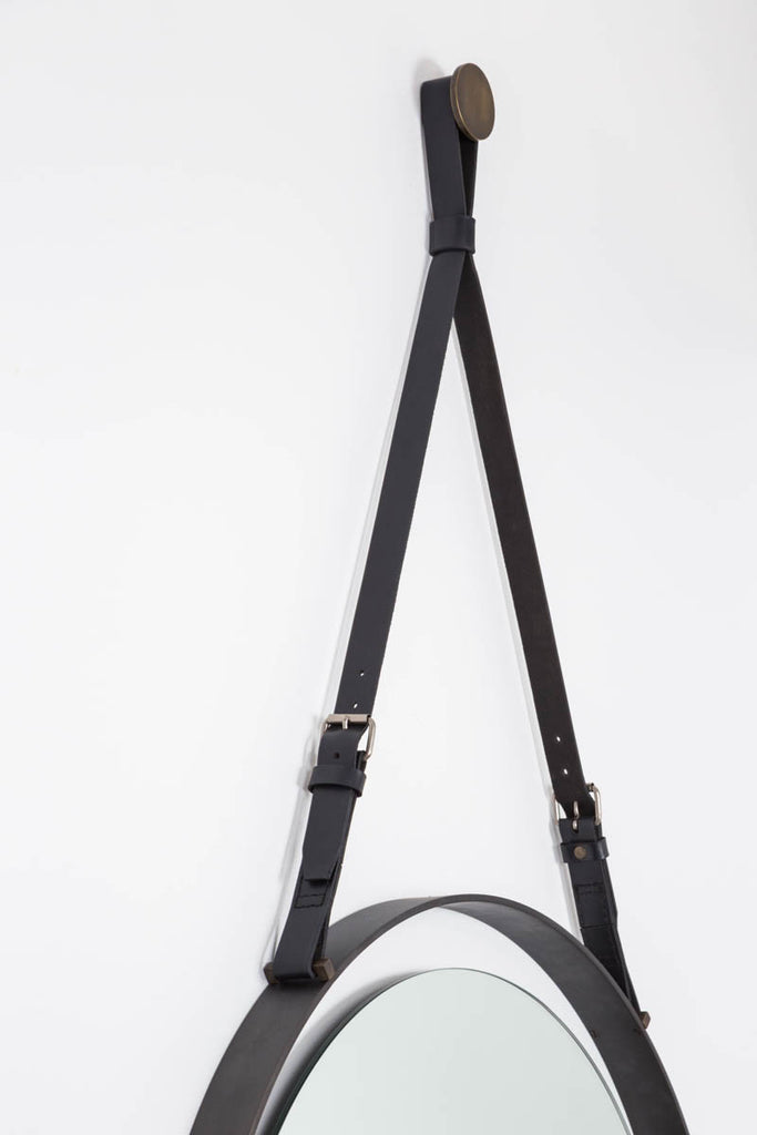 Emmerson Circular Metal and Leather Mirror