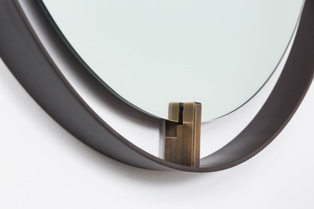 Emmerson Circular Metal and Leather Mirror