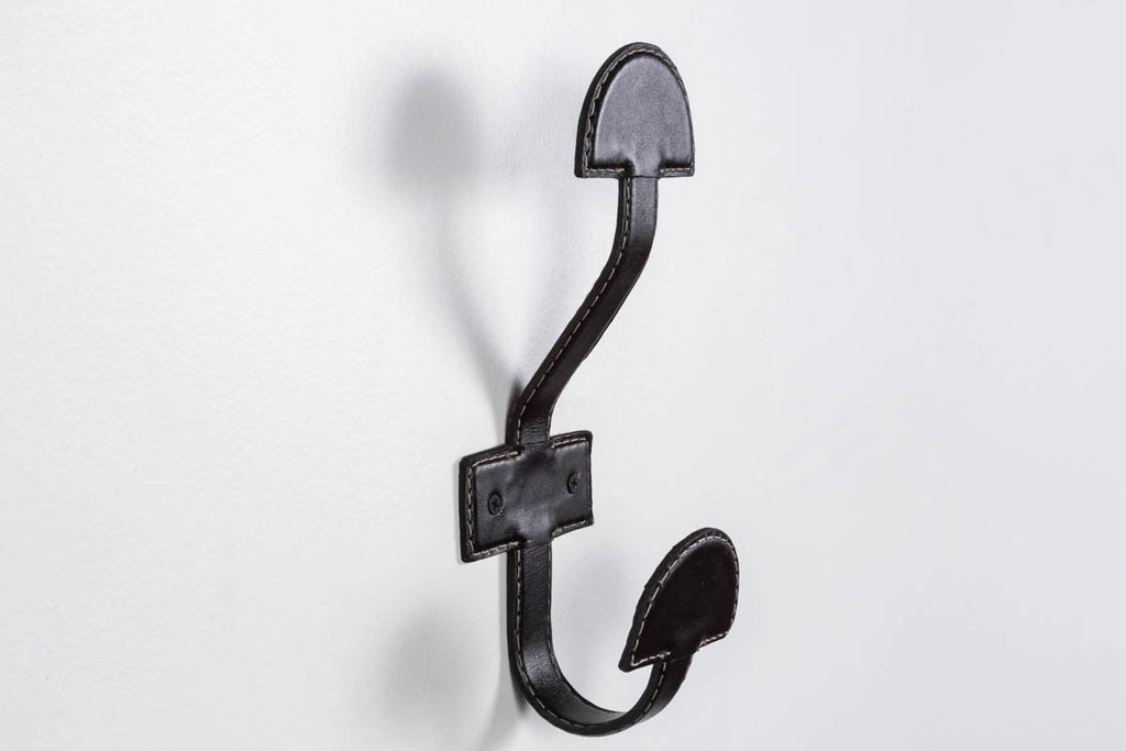 Atelier Leather Wrapped Double Hook, Black